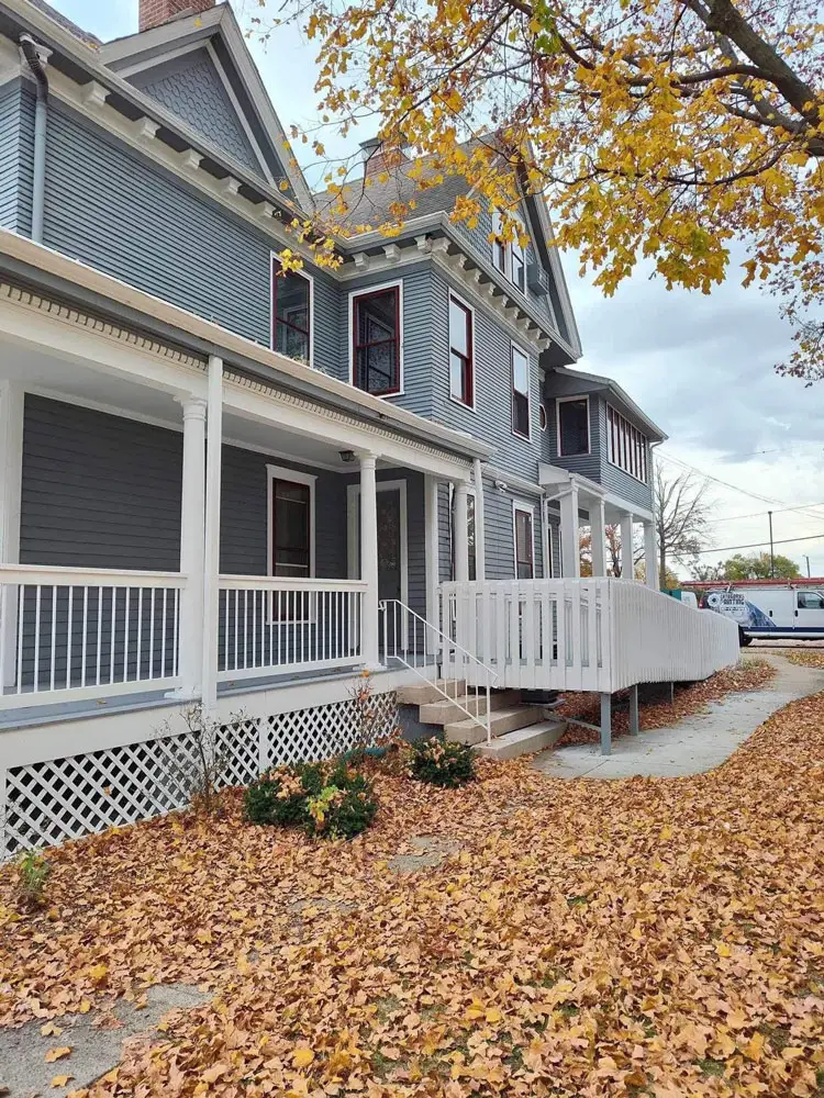 Accessible entrance and restored exterior of historic commercial building in Springfield, IL