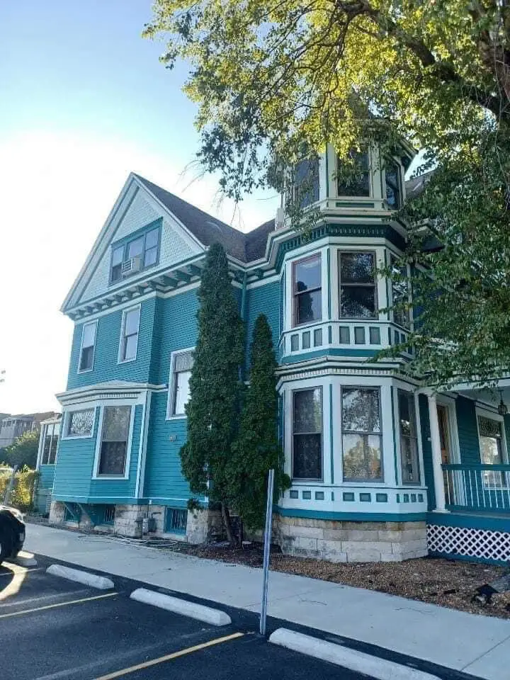 Victorian-style commercial building with restored architectural details in Springfield, IL
