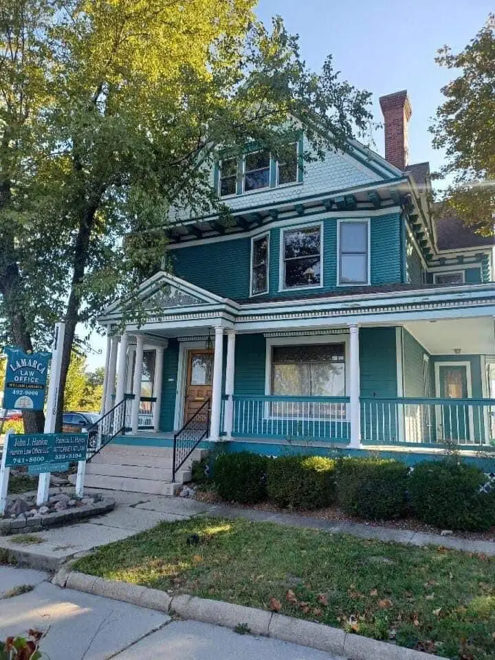 Front entrance of restored historic office building in Springfield, IL