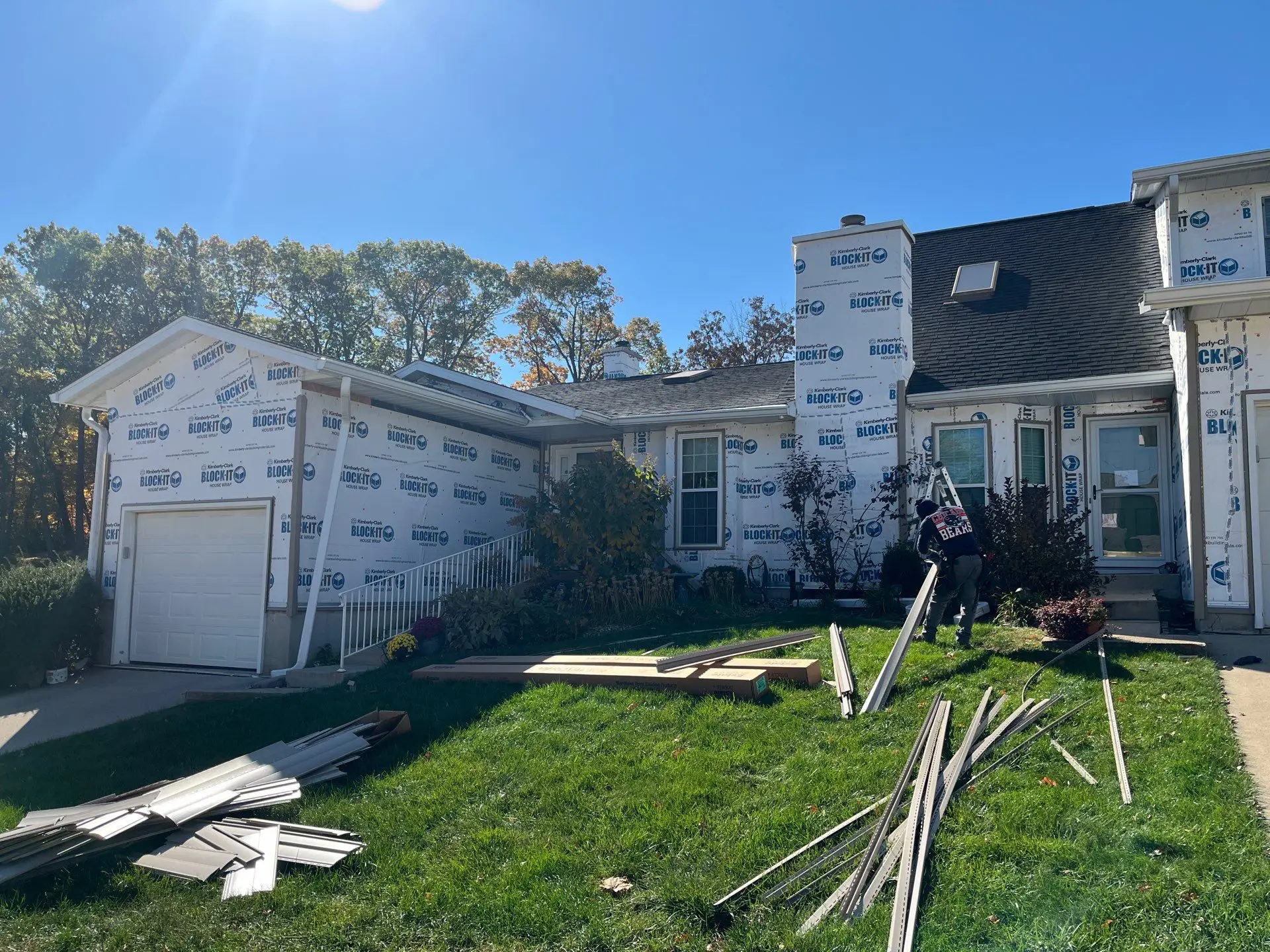 Exterior preparation for vinyl siding replacement with house wrap installed in Springfield, IL